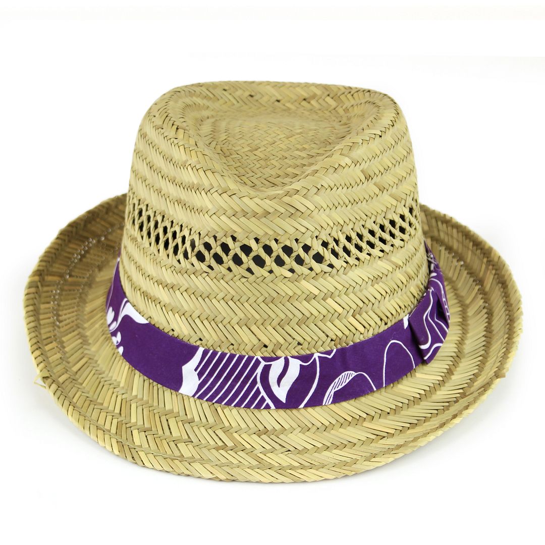 Straw Fedora Hat Panama Trilby Hawaiian Summer Sun Beach Flower Red